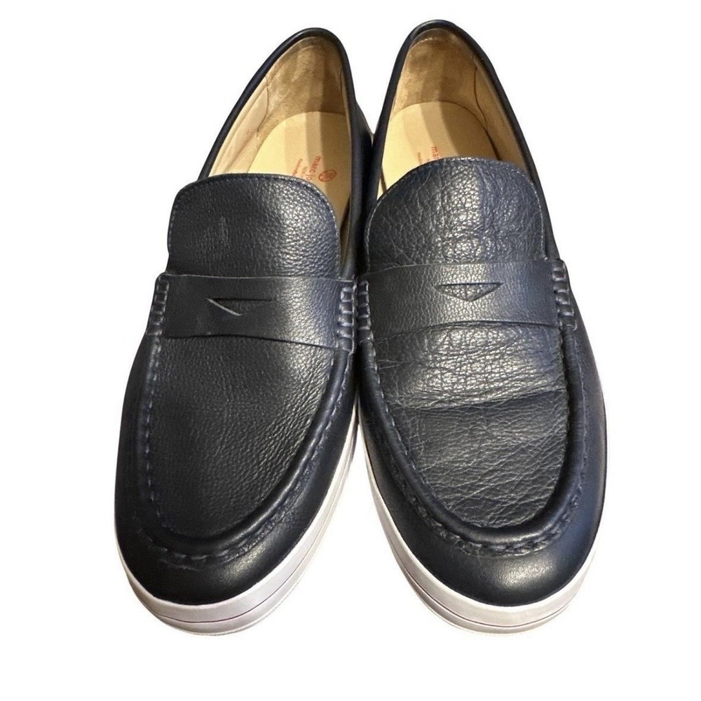 Marc‎ Joseph New York Atlantic Mens Navy Blue Leather Penny Loafers Size 12
